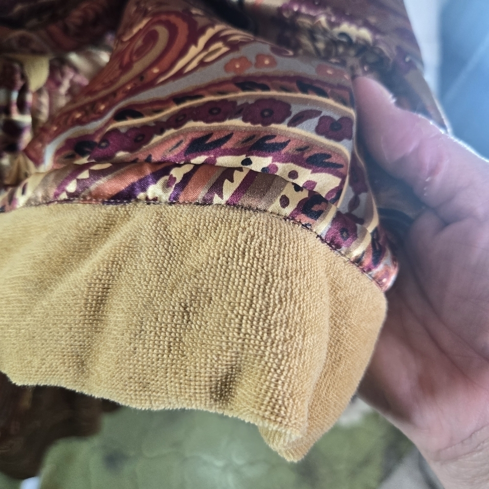 Vtg 90s Y2k Victorias Secret Satin Paisley Terrycloth Robe - Picture 8 of 12